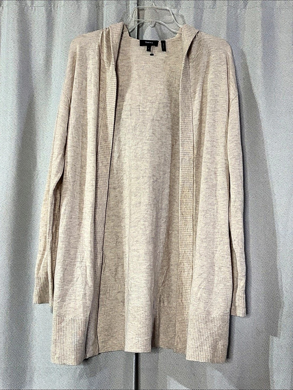 Theory Hooded Open Front Cardigan Open Front Hooded Cardigan Beige Large